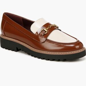 Franco Sarto Brown and Cream Loafers with Gold Accent